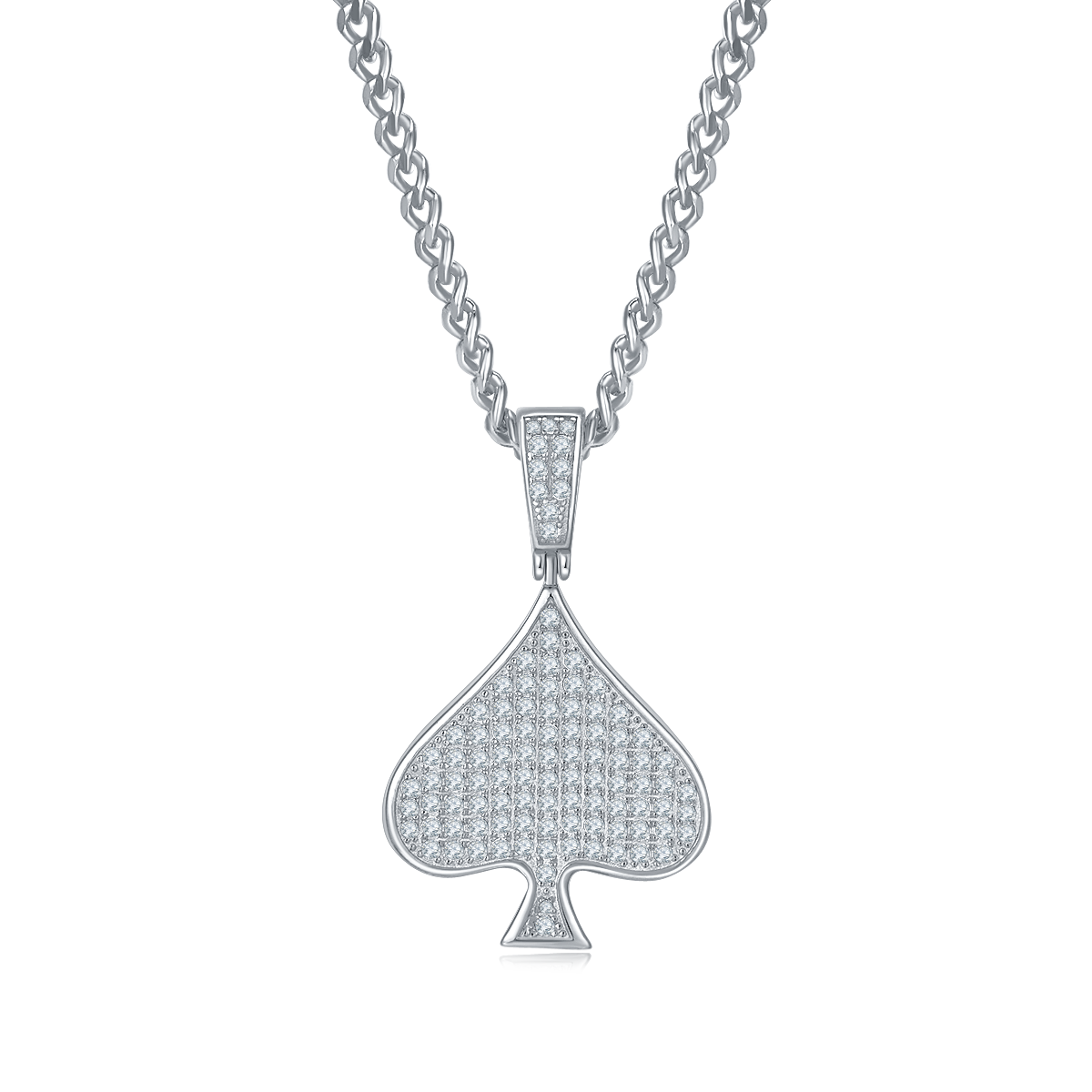 Spades Hip Hop Necklace S925 Silver Pendant Moissanite Grade D 0.78CT